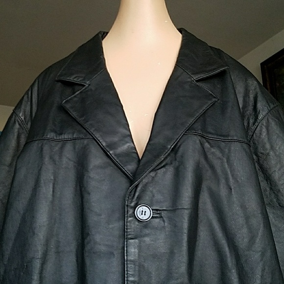 MEN'S LEATHER  BUTTONED DOWN LEATHER JACKET - Picture 2 of 8